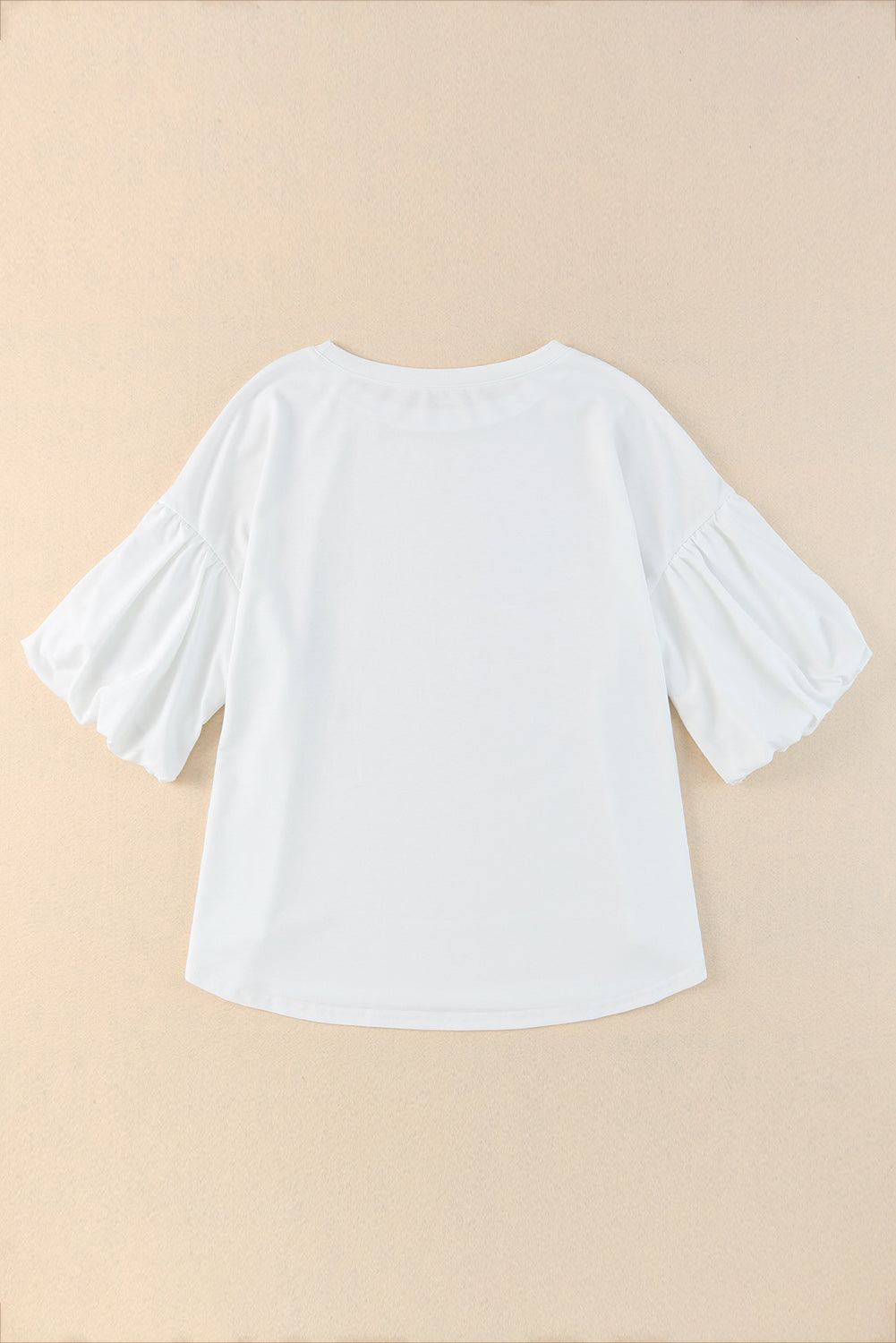 Puff Sleeve Curved Hem Blouse